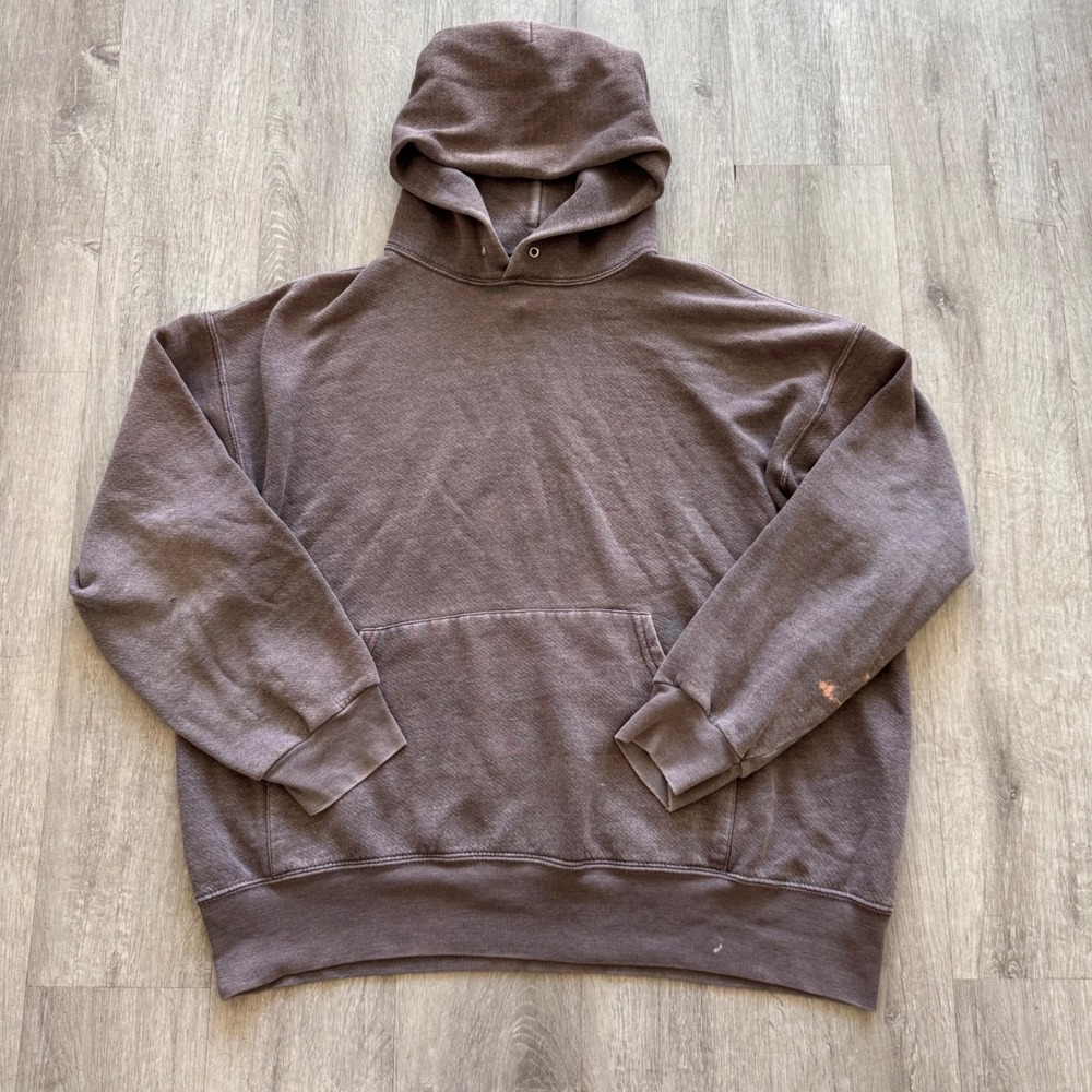 Vintage Blank Hoodie Faded Brown Boxy Fit Distressed Pullover Large 90s WPL11935